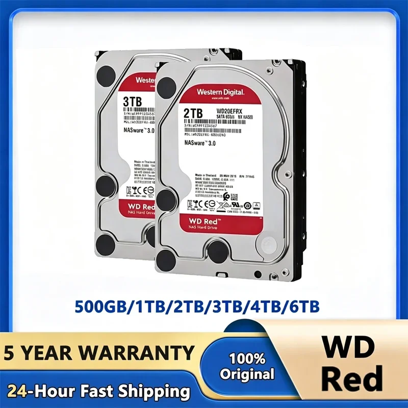Western Digital WD Red 4TB 2TB 3TB Red NAS Hard Disk Drive 3.5" 6TB Internal Hard Drive 5400RPM SATA 6Gb/s 64MB Cache ForDesktop