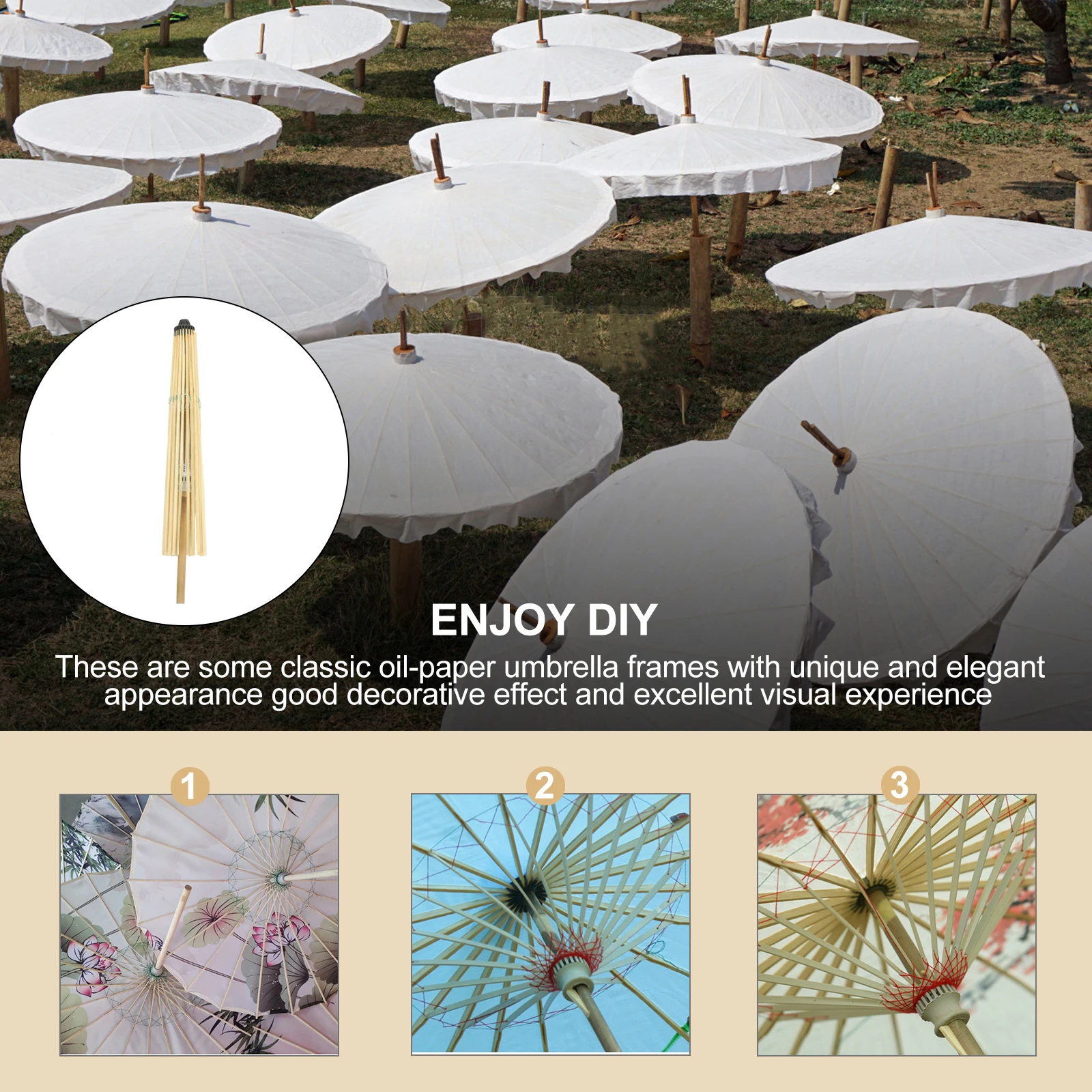 

2Pcs Oiled Paper Umbrella Holder 82CM Bamboo Wood DIY Craft WeddingDecoration R om Color Photography Prop