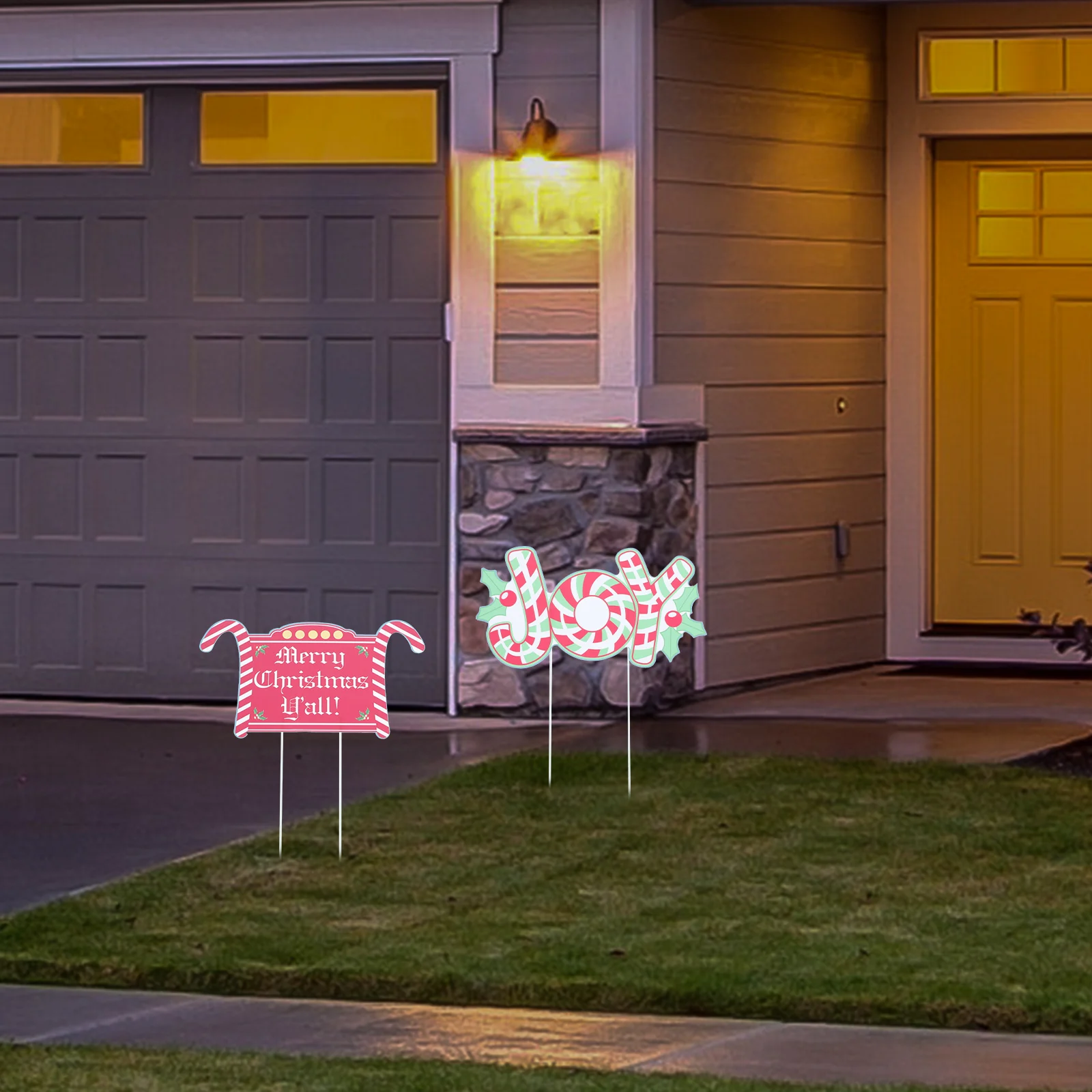 

6 Pcs Holiday Christmas Card Outdoor Decor Ground Inserted Signs The Yard Layout Adornment Decorations