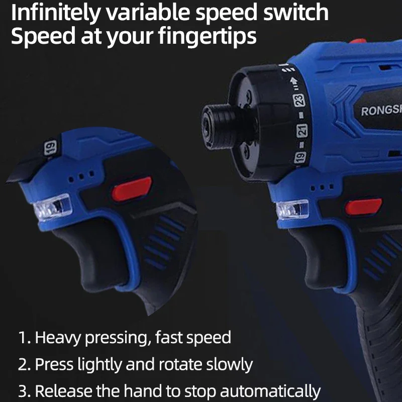 Brushless Screwdriver Lithium Electric Drill Screwdriver 16.8V Hand-held Rechargeable Electric Tool Torque Drill Multi-function