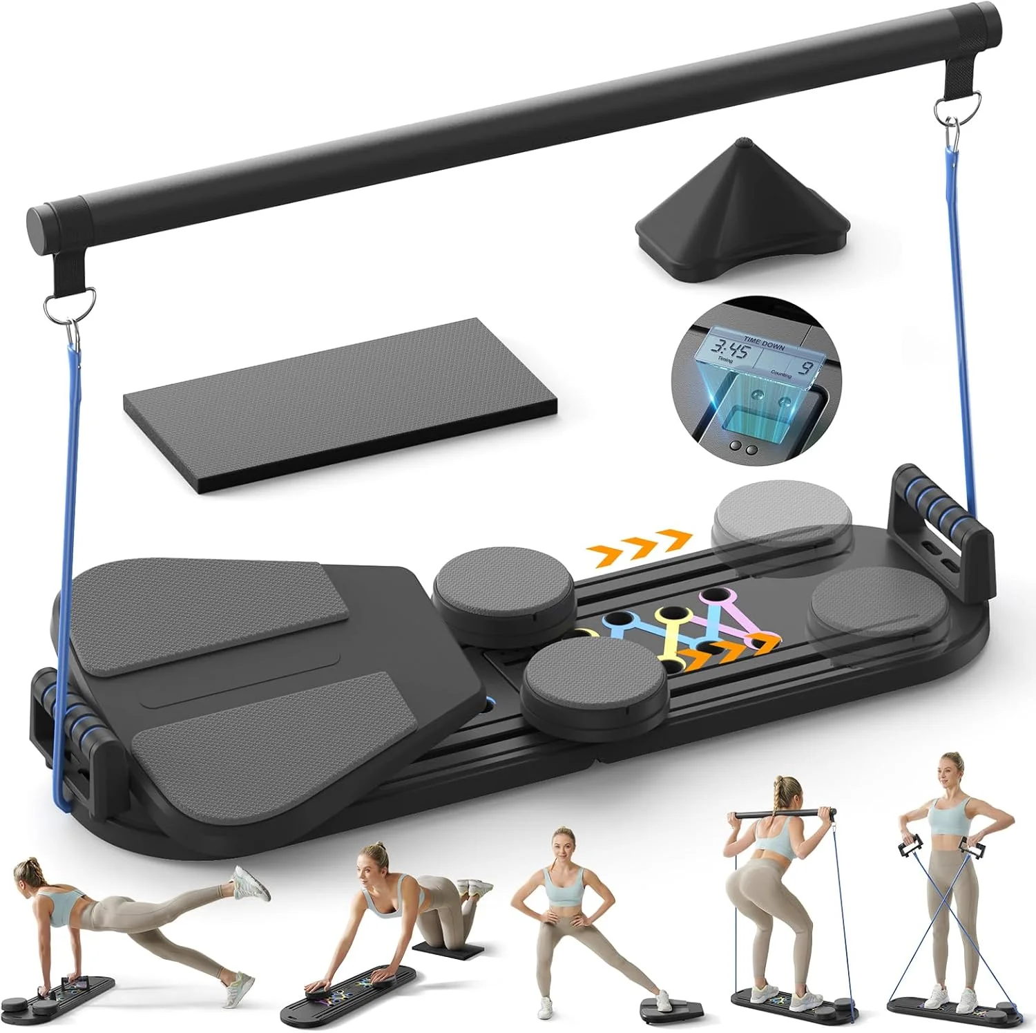 Conjuntos de reformadores de Pilates multifuncionales, tablero de Pilates portátil plegable, tablero Ab, equipo de Pilates para ejercicio central para entrenamiento en casa