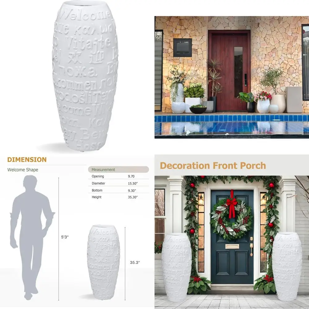 

Large Indoor-Outdoor Plant Pots, Durable Fiberstone Planters for Home and Garden Decor