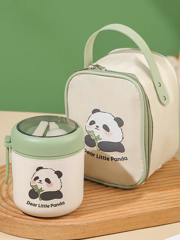 

Портативная изолированная чашка для завтрака с крышкой, ложка для овса, молока, соевого молока, суповая кастрюля для офисных работников, ручная кладь, чашка для напитков