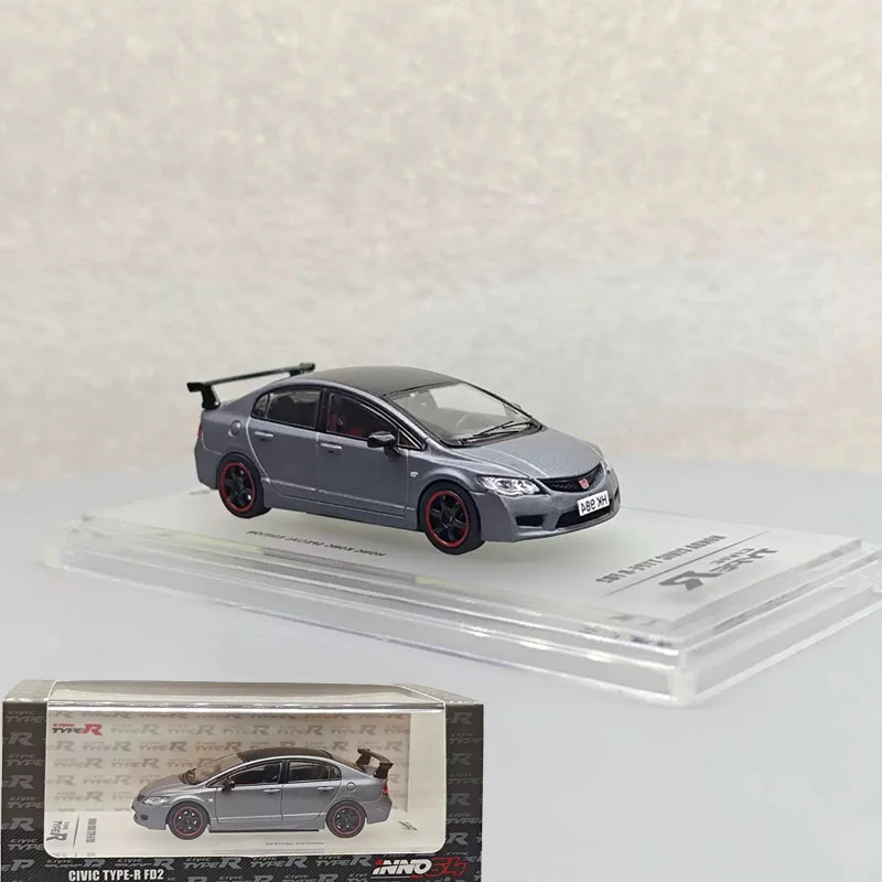 

INNO 1:64 Scale CIVIC TYPE R FD2 Matte Grey Alloy Car model Static Collection Decorated Holiday Gifts Toys