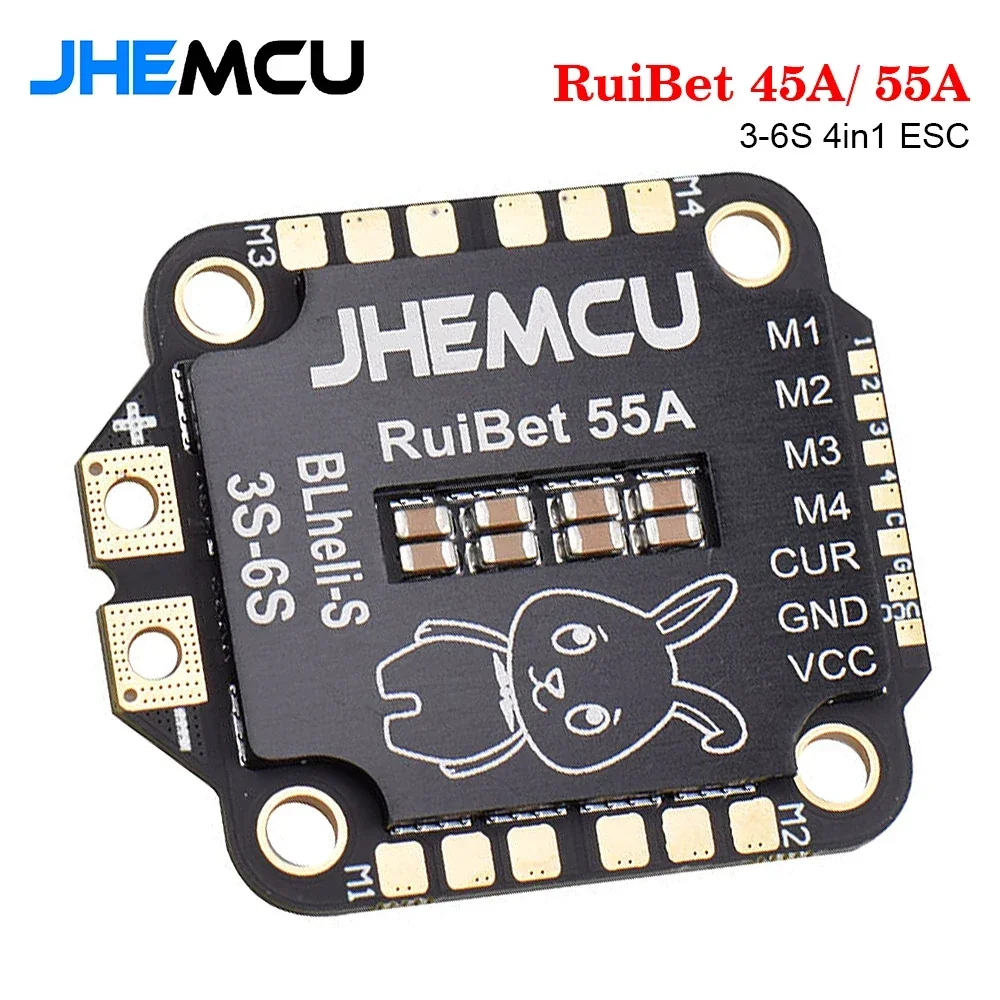 JHEMCU RuiBet 45A/ 55A ESC BLHELI_S Dshot600 4in1 Bürstenlosen ESC 3-6S 30,5X30,5 M4 für RC FPV Freestyle Flight Controller Drone