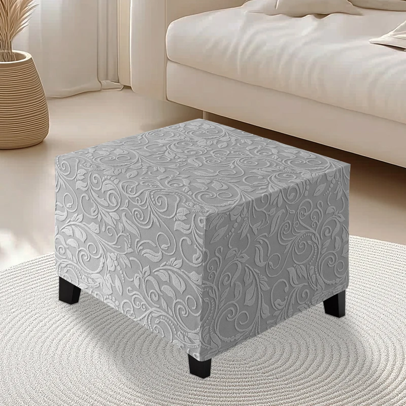 Stretch Square Ottoman Covers Pouffe Pedal Cover Footstool Footrest Cover Living Room Decor Furniture Protector Slipcover