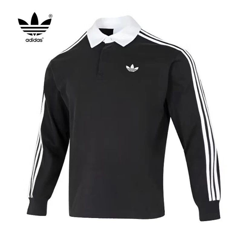 

Мужская спортивная футболка-поло adidas Originals с длинным рукавом, коллекция Весна 2026, модель KE3576