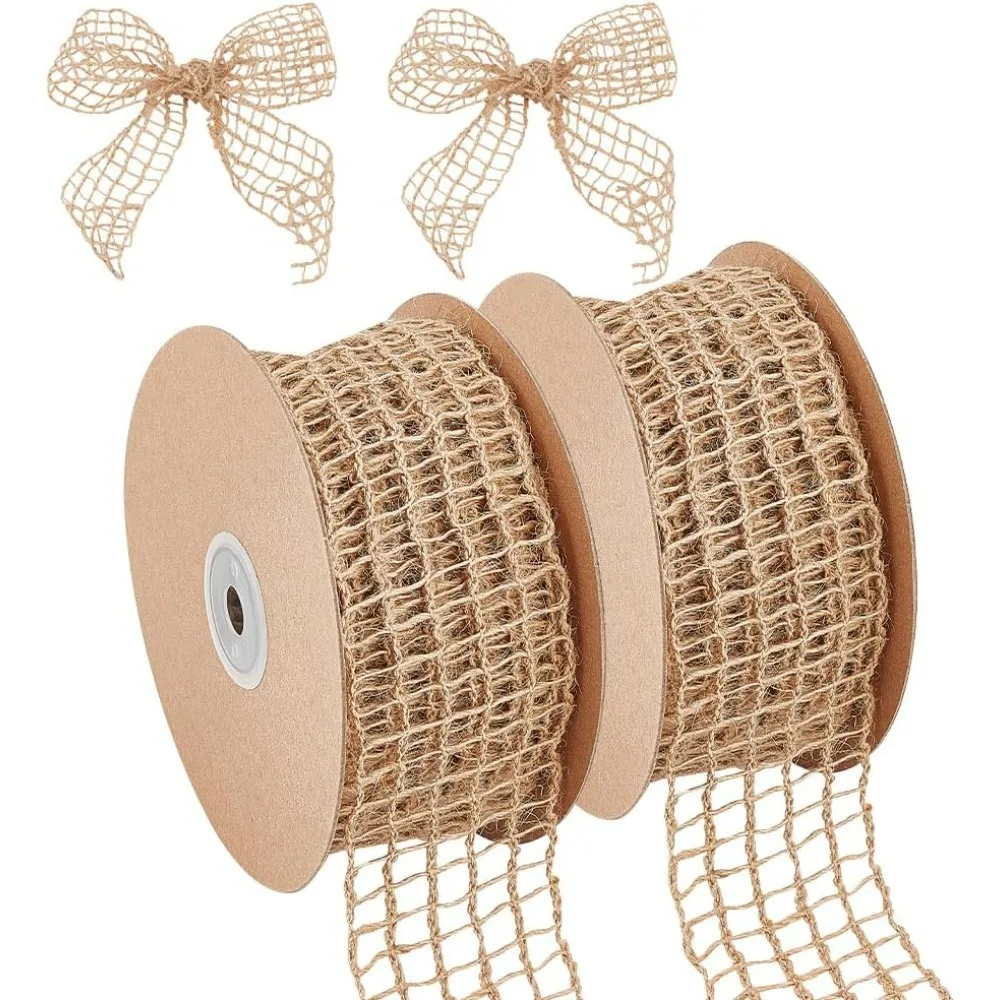 

20 Yards Burlap Wired Ribbon Burlap Lace Burlap Wedding Ribbon Jute Rope 1.8inch 5 Mesh Fabric Ribbon DIY Craft
