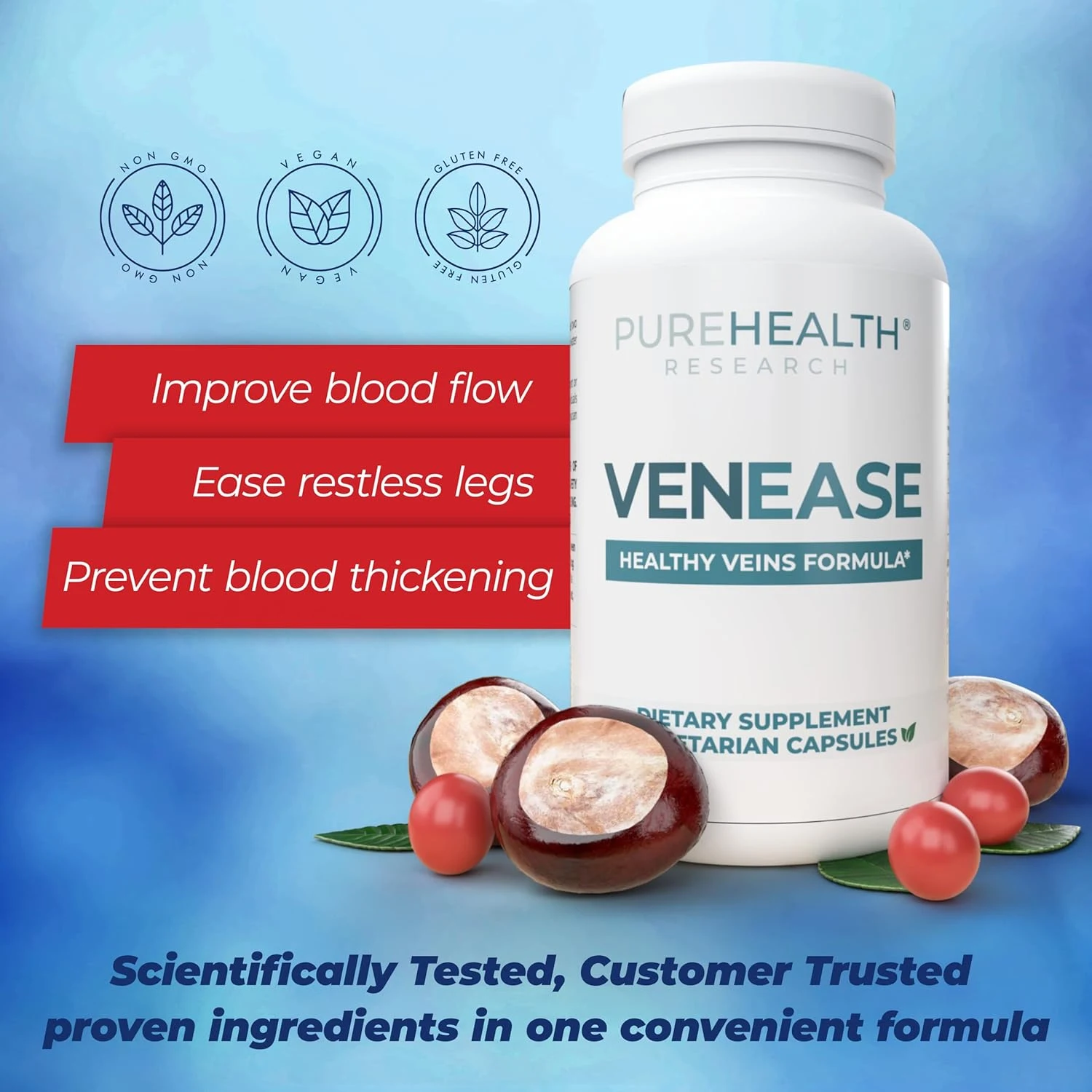 

VENEASE - Supports Venous Dilation, Improves Blood Circulation, Relieves Leg Pain, Replenishes Energy, and Increases Vitality