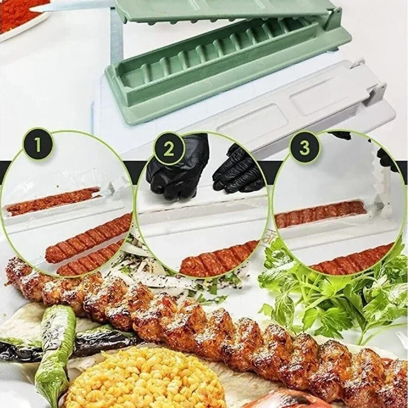 New Single Row Kebab Maker Bbq Meat Skewer Machine Kebab Press Maker Reusable Plastic Bbq Skewer Maker Kebab Preparation BBQ Too