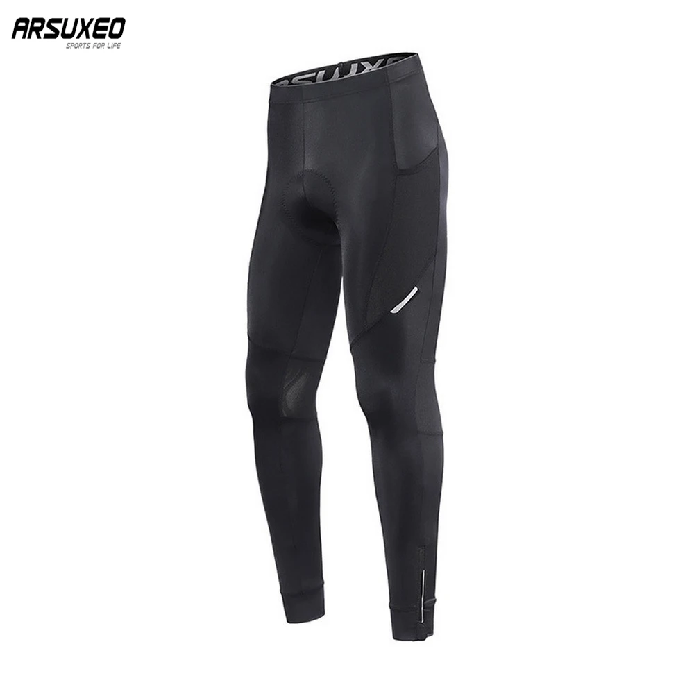 

ARSUXEO Men Cycling Pants 5D Gel Pad Bike Compression Tights High Elasticity MTB Pants Breathable Bicycle Trousers Reflective