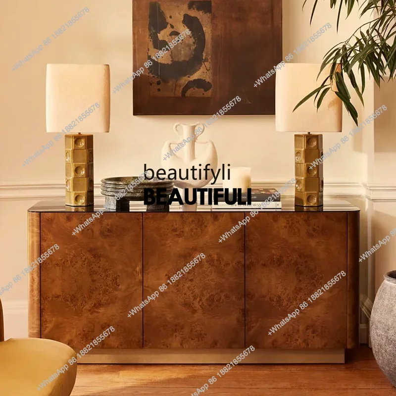 

ss8350 Medieval dining side cabinet, retro French solid wood dining side decorative cabinet, Nordic storage storage cabinet