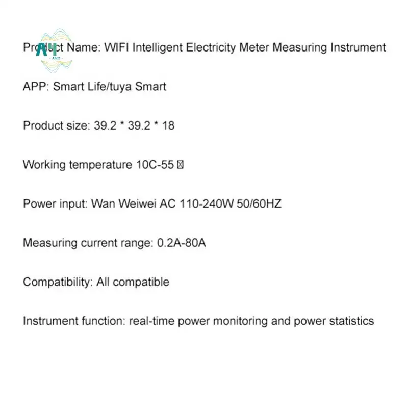 

A40Z-Tuya Bilateral Wifi Energy Meter 80A CT Kwh Power Electricity Consumption Monitor With Clamp Fit For Alexa Google Home (B)