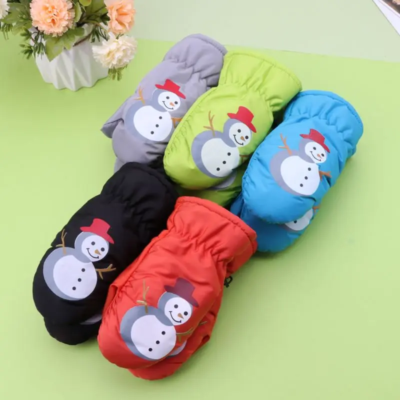 Cartoon Winter Children Multi Color Thickening Ski Gloves Kids Windproof Waterproof Non-slip with Buckle Cycling Mitten