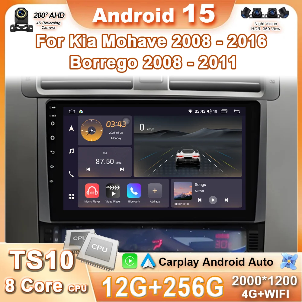 

Car Radio Android 15 Carplay For Kia Mohave 2008 -2016 Navigation GPS Multimedia Player Stereo BT Head Unit GPS No 2Din DVD DSP
