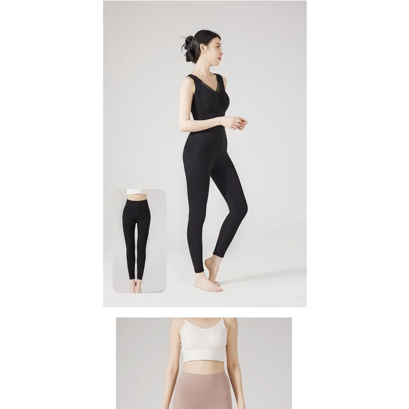 여성용 보온 바지 하이 웨이스트 단열 솔리드 컬러 탄력성 패션 캐주얼 스포츠 레깅스