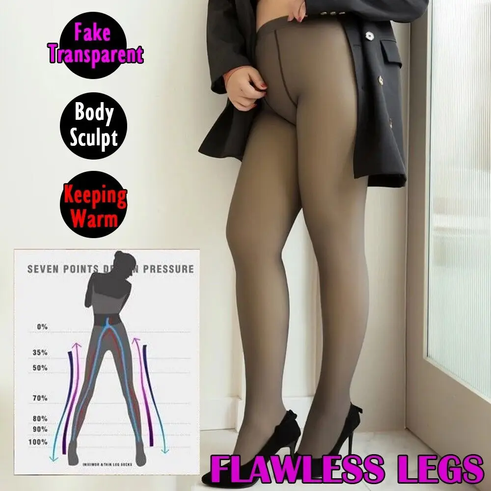 Women Plus Size Winter Thermal Lined Pantyhose New Elastic Warm Fleece Lined Tights Stockings Soft And Comfortable Leggings