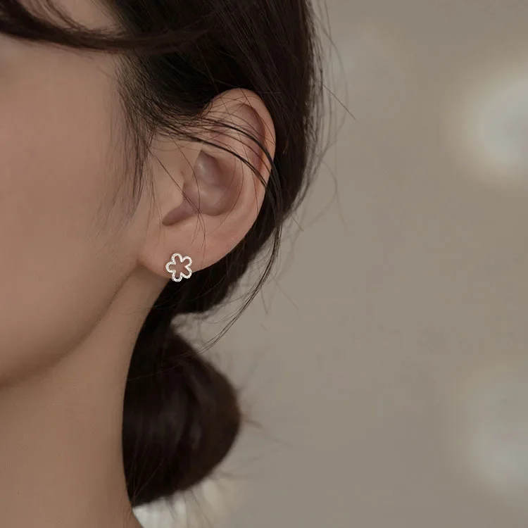 925 Sterling Silver Lovely Flower Stud Earrings For Women 2021 New Trend Personality Lady Fashion Jewelry