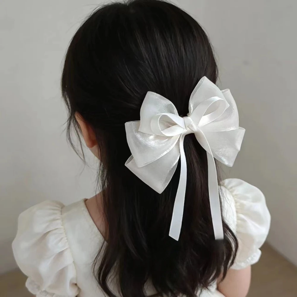 1/5pcs Korean Childrens Bow Hair Clips Sparkling Sweet Ribbon  Kid Cute Hair Pins Spring Summer Girls Party Hair Accessories