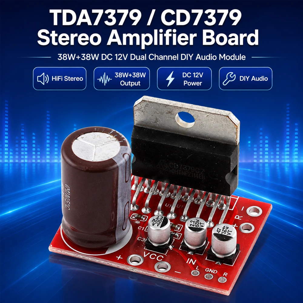 TDA7379 CD7379 38W+38W HiFi Stereo Power Amplifier Board DC 12V Dual Channel Audio Amp DIY Module