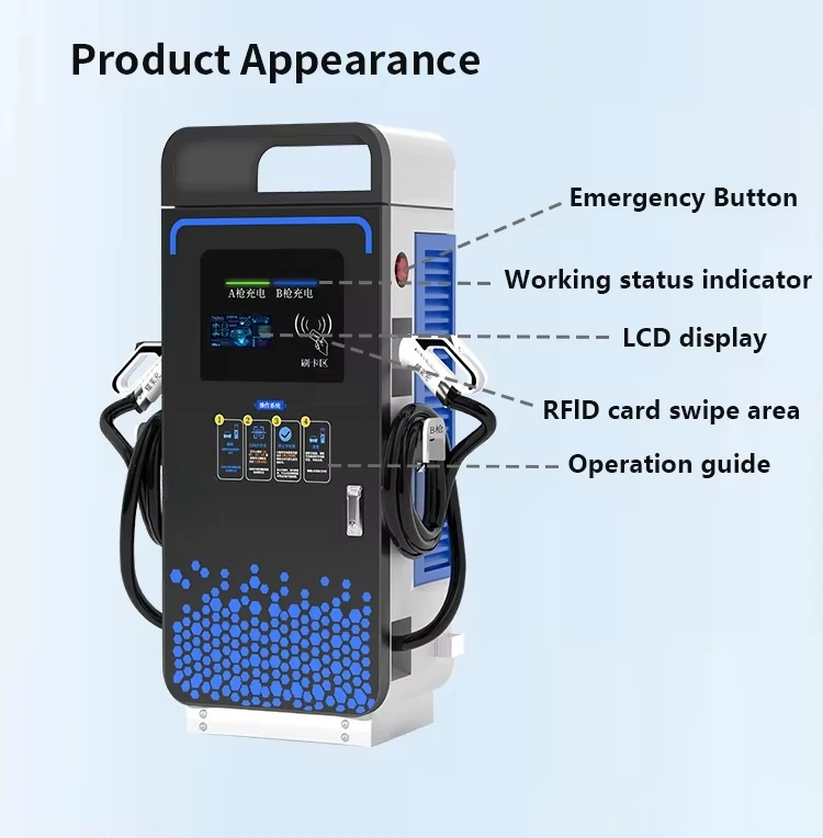240KW EV Charger Ultrafast Double CCS CHAdeMO Waterproof  DC Charging Station with 7inch Touchscreen Display RFID