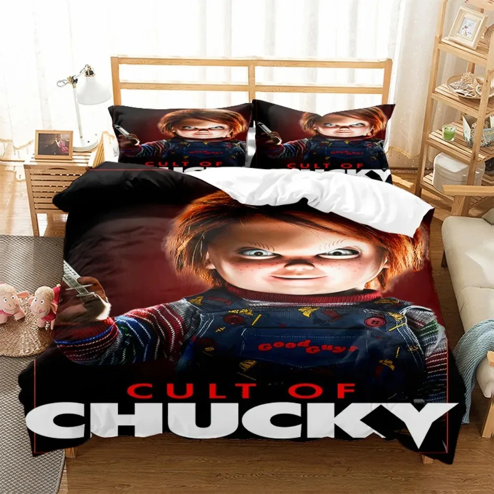 

Child's Play Duvet Cover Chucky Bedding Set Horror Bedclothes with Pillowcases for Teens Adults Gift Bedroom Decor King Single