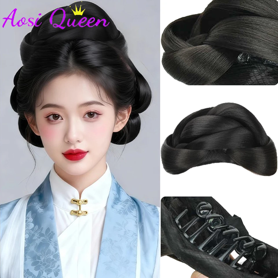 Synthetic Hanfu Hair Claw Clip Integrated Ancient Style Hairdo Headwear Tang Dynasty Style Coiffure Hair Pack for Costume