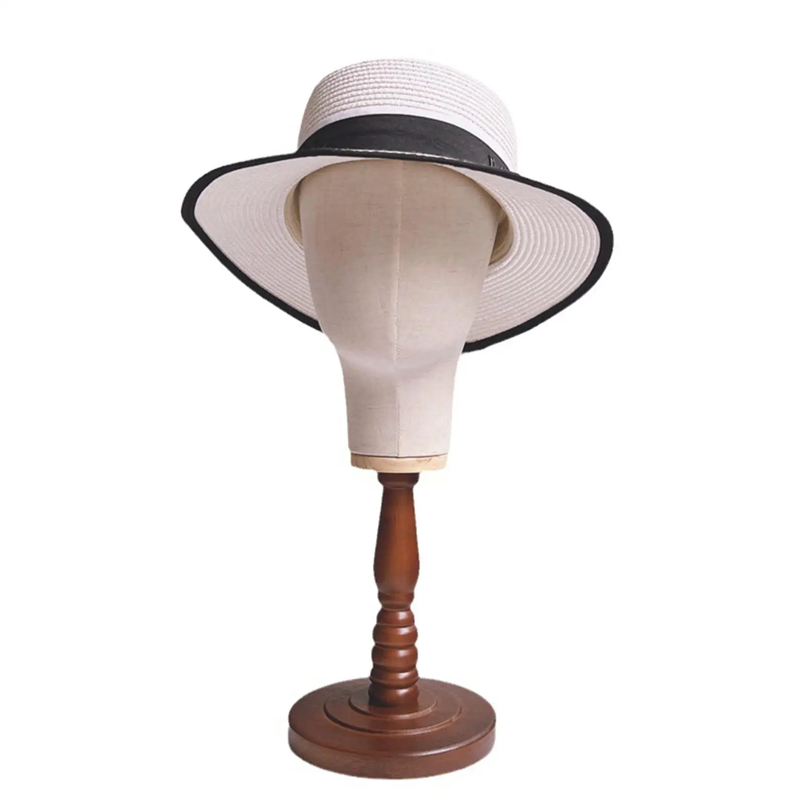 

Manikin Head Hat Head Display Caps Storage Rack with Wood Base for Shopping Mall Mannequin Head Model Hat Display Stand