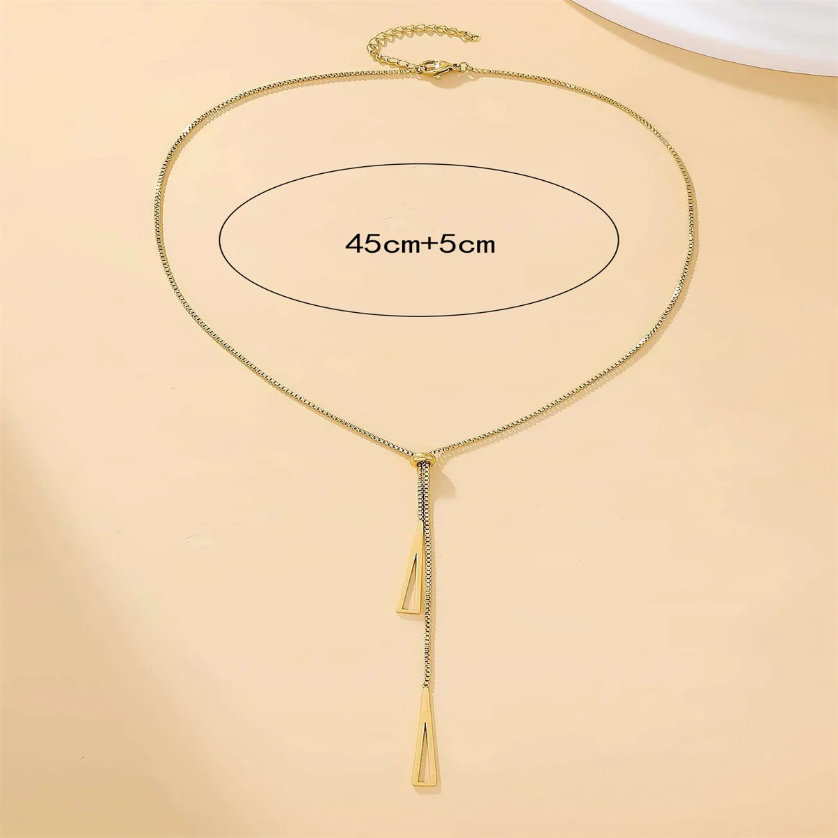 Fashion Gold Color Triangle Pendant Necklace Stainless Steel Simple Charm Y Lariat Necklaces for Women Boho Minimalist Jewelry image 6