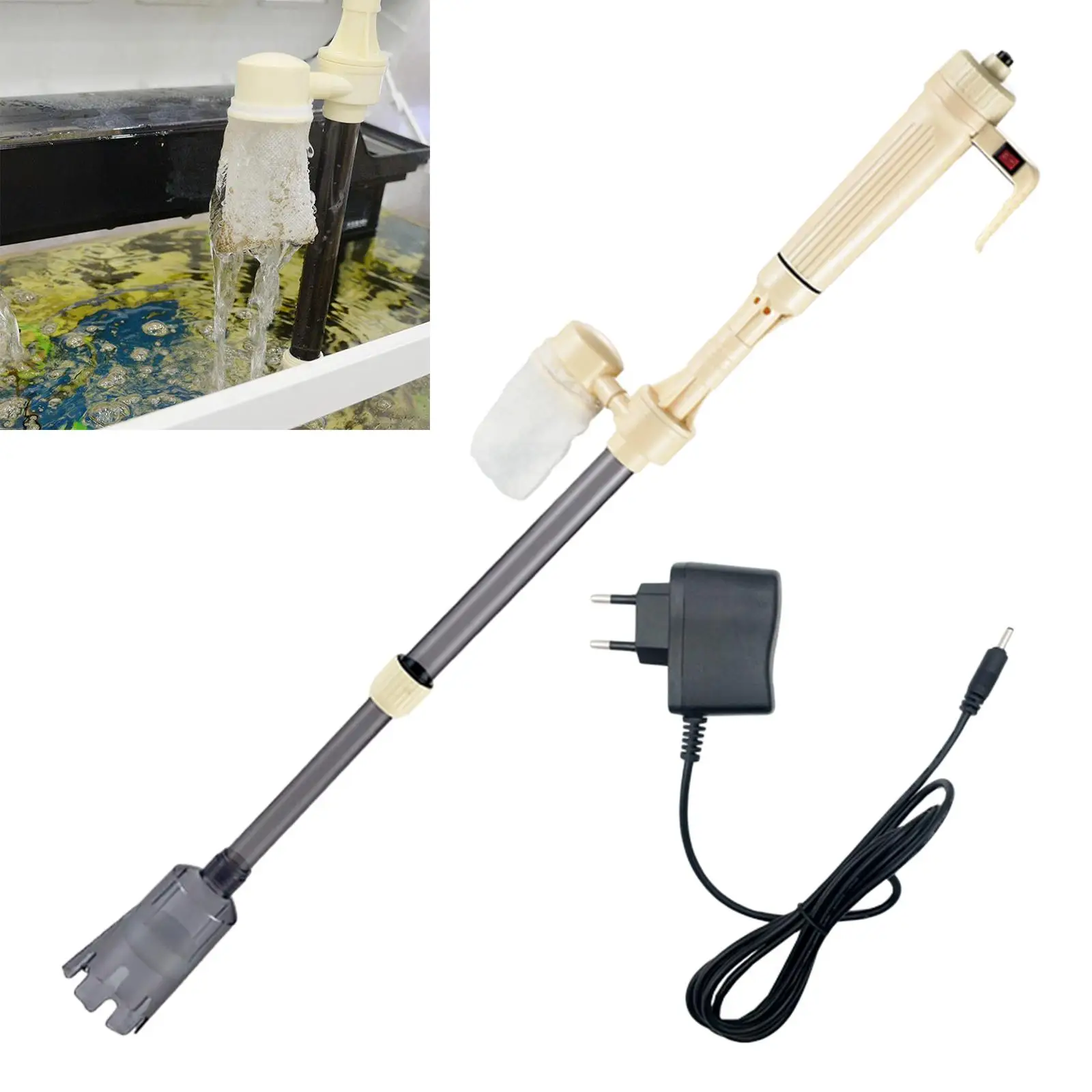 Aquarium Electric Syphon Operated Fish Tank Sand Washer Vacuum Gravel Water Changer Siphon Filter Cleaner