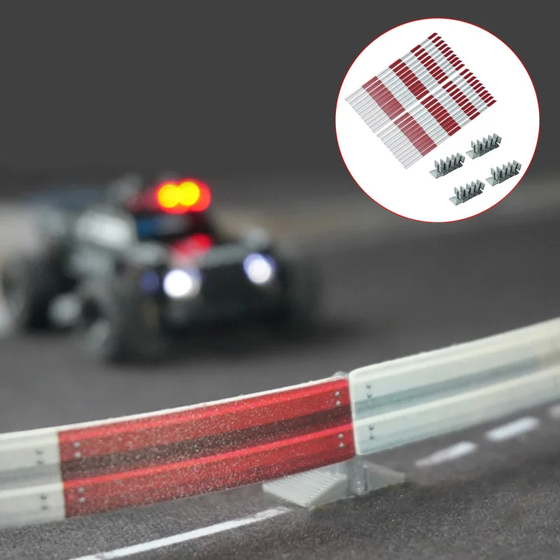 RC Drift Track Barrier Model Red-White Guardrail 3D Printed Base DIY Assembly Accessories for 1/76 1/64 Scale Car Dioramas