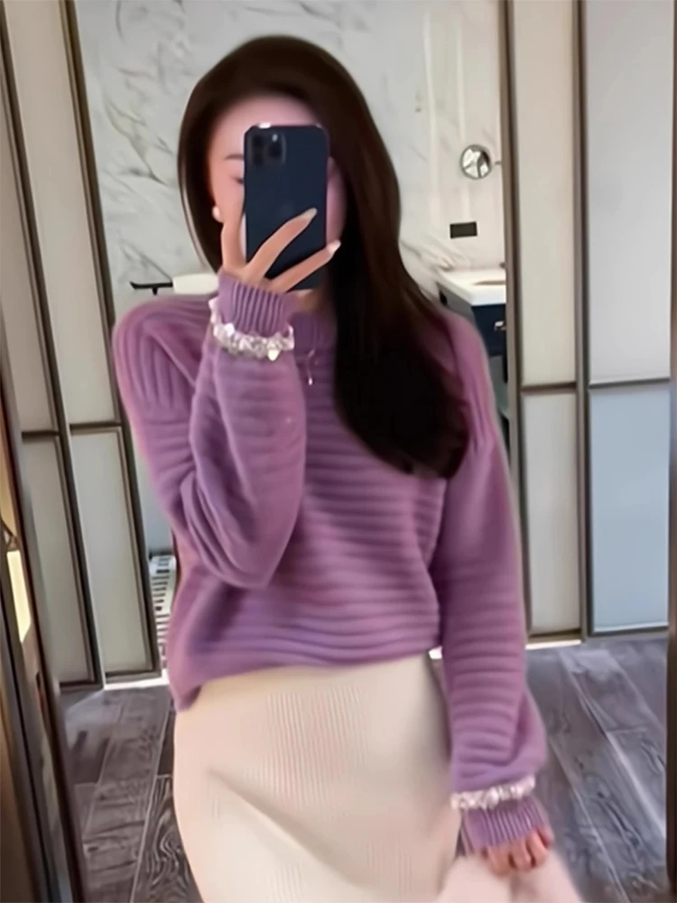 

Korean Sle Casual Slimming Long Sve Knitwear Women's Base irt Loose Fit Comfortable Lazy Sle Underwear Sweater