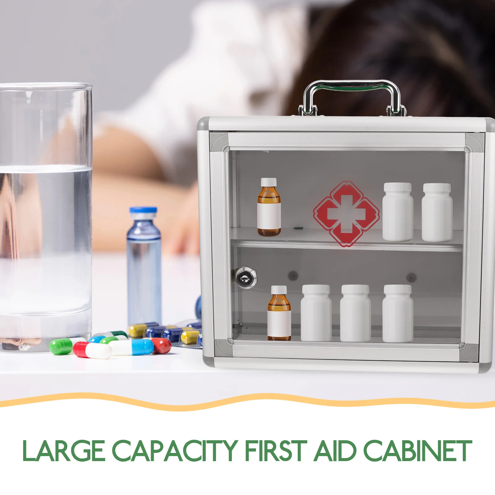 Wall Mount Medicine Cabinet First Aid Wall Cabinet Medicine Cabinet for Public (S) medicine equipment