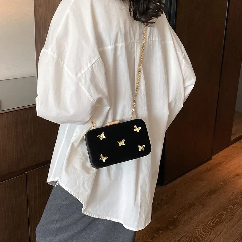 Осень 2025. Новинка! Изысканная сумка-коробка с украшением в виде бабочки — стильная сумка-мессенджер с цепочкой для индивидуальной моды