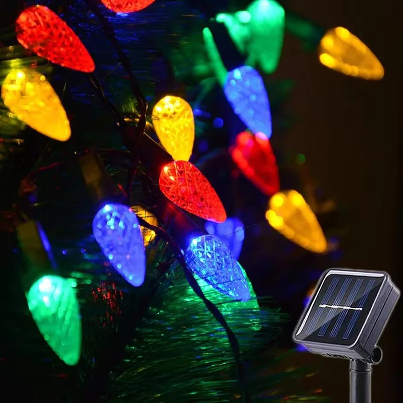 

Outdoor Solar Powered Strawberry LED Christmas String Lights Waterproof Garden Fairy Tree Decorative Lamp for Patio Yard Holiday