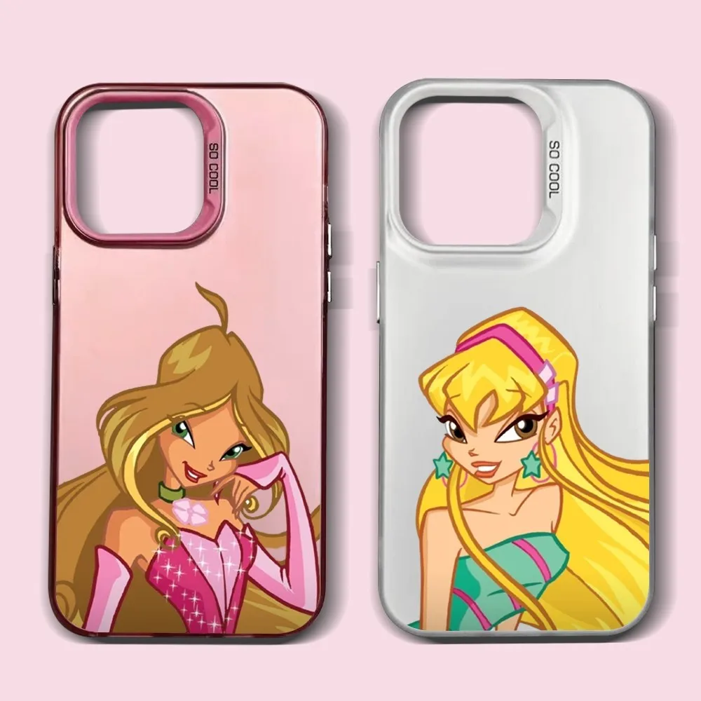 Girl W-Winx Clubs Phone Case IPhone 16 15 14 13 12 11 Pro Max Plus Color Shockproof Back Silver Cover