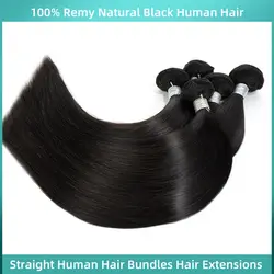 Smooth Black Straight Bundles Human Hair Raw Double Drawn 100% Human Hair 16-30 inch Brazilian Hair Unprocessed Weave Extensions