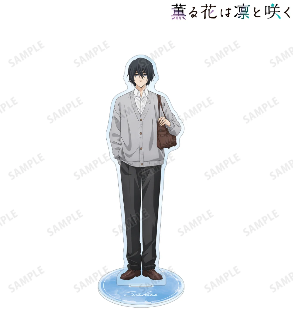 زهرة عطرة تتفتح مع حامل أكريليك كبير كرامية لشخصية الرسوم المتحركة للمدرسة، هدية قابلة للجمع لعرض المكتب الشهير