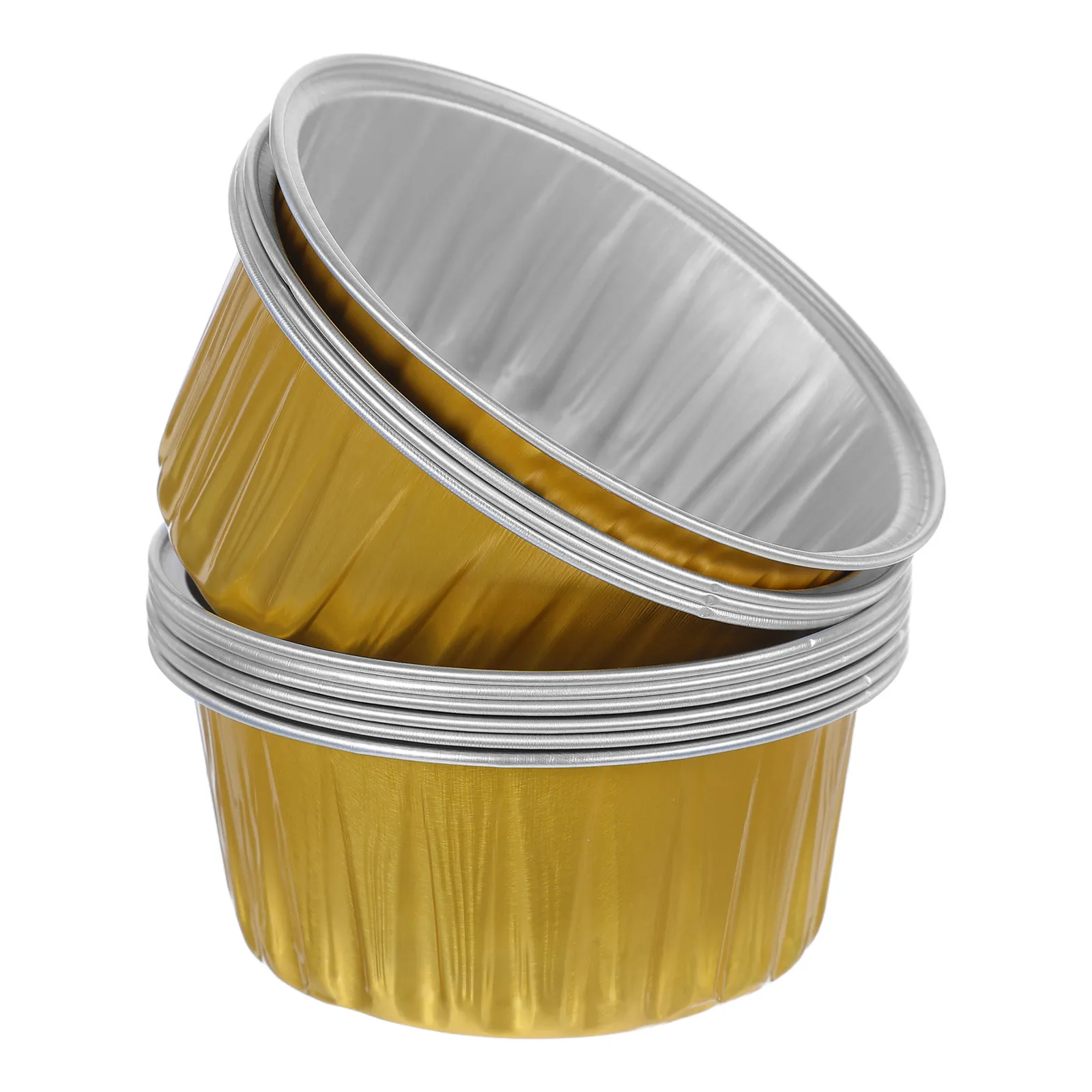 10Pcs Gold Foil Baking Cups Aluminum Nonstick Muffin Cupcake Liners Oven Air Fryer Greaseproof Disposable Christmas Birthday