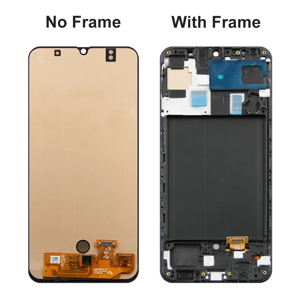 Super AMOLED A50 A505 A505F LCD Screen Parts for Samsung Galaxy A50 Lcd Display Touch Screen Digitizer Replacement with Frame