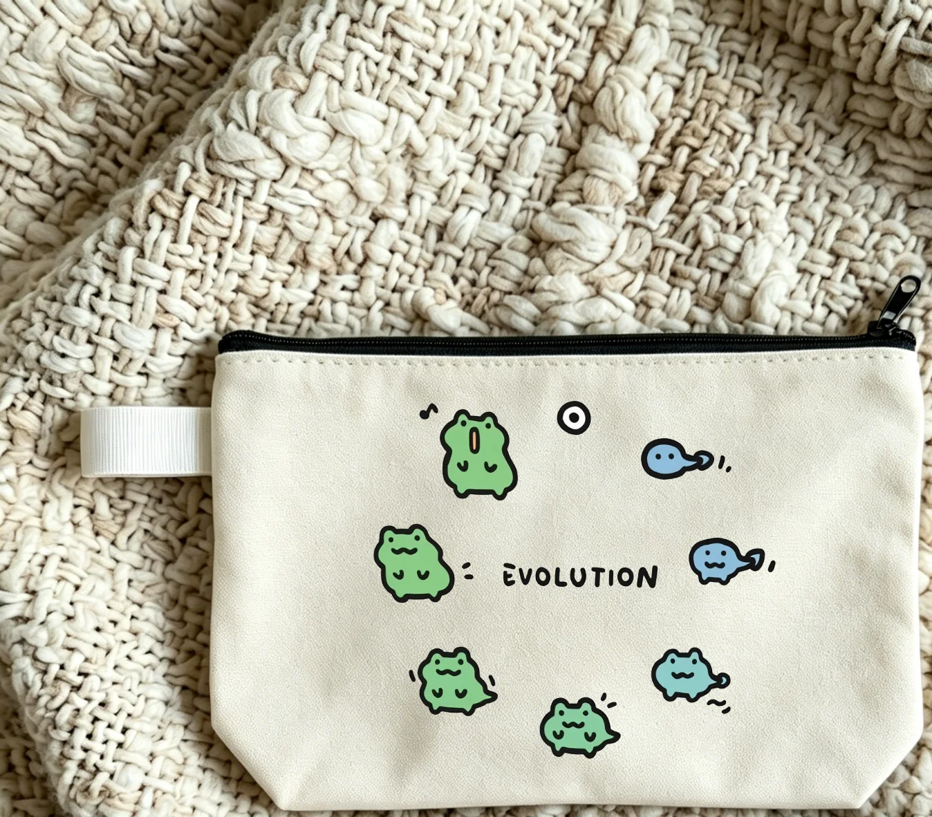 Humorous abstract frog print makeup bag back to school fashion gift zipper makeup bag small bag teacher gift pencil caselipstick