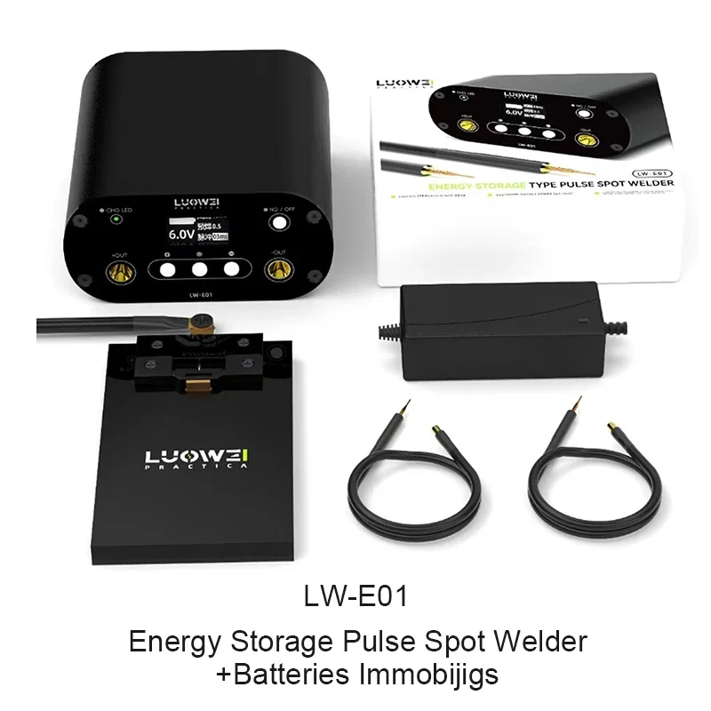 LUOWEI LW-E01 Portable Energy Storage Pulse Spot Welding Machine with LCD Display Battery Flex Cable Farad Capacitor Spot Welder