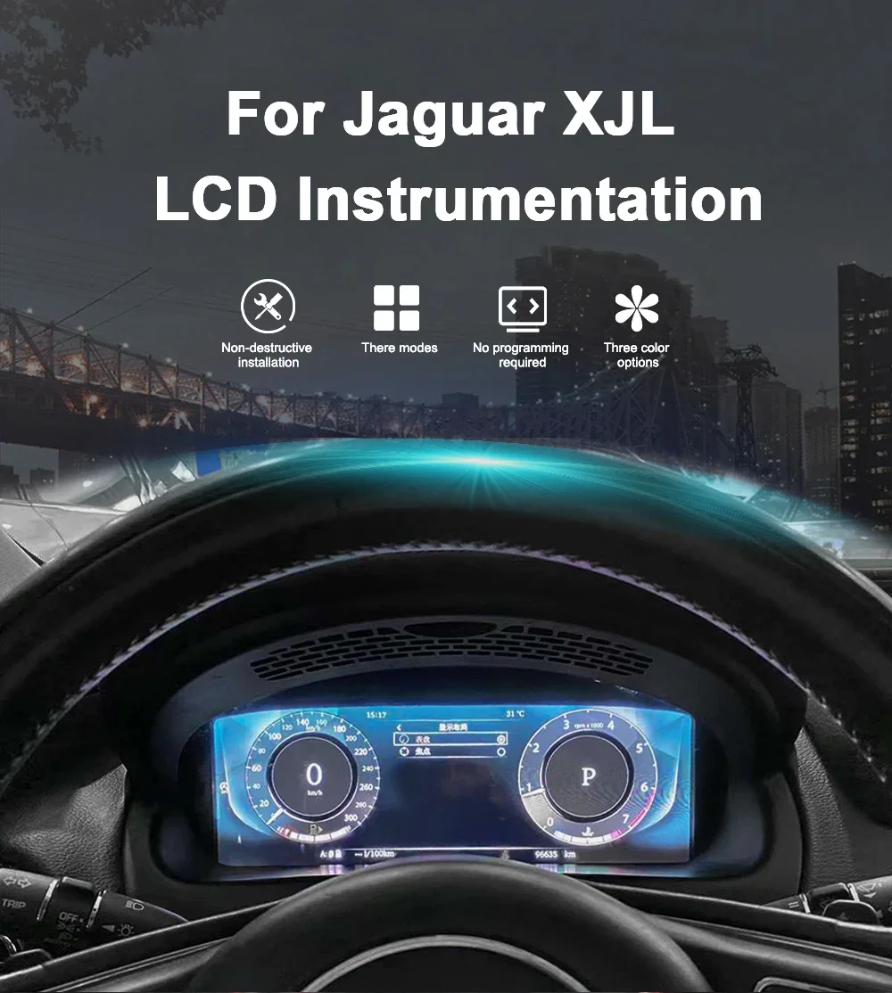 

12.3" LCD Instrument Cluster For Jaguar XFL 2016-2019 Digital Dashboard Speedometers Virtual Cockpit Panel Display with CarPlay