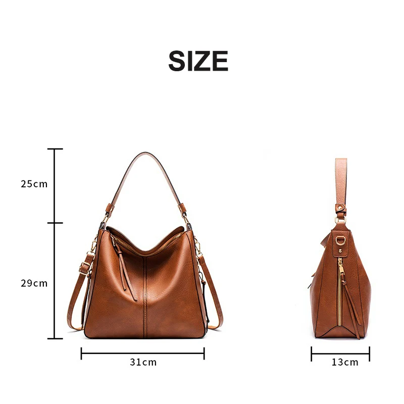 Large Capacity Women\'s Bag PU Leather Vintage Casual Shoulder Bags Female Handbag Luxury Trend Women Crossbody Bag 7871