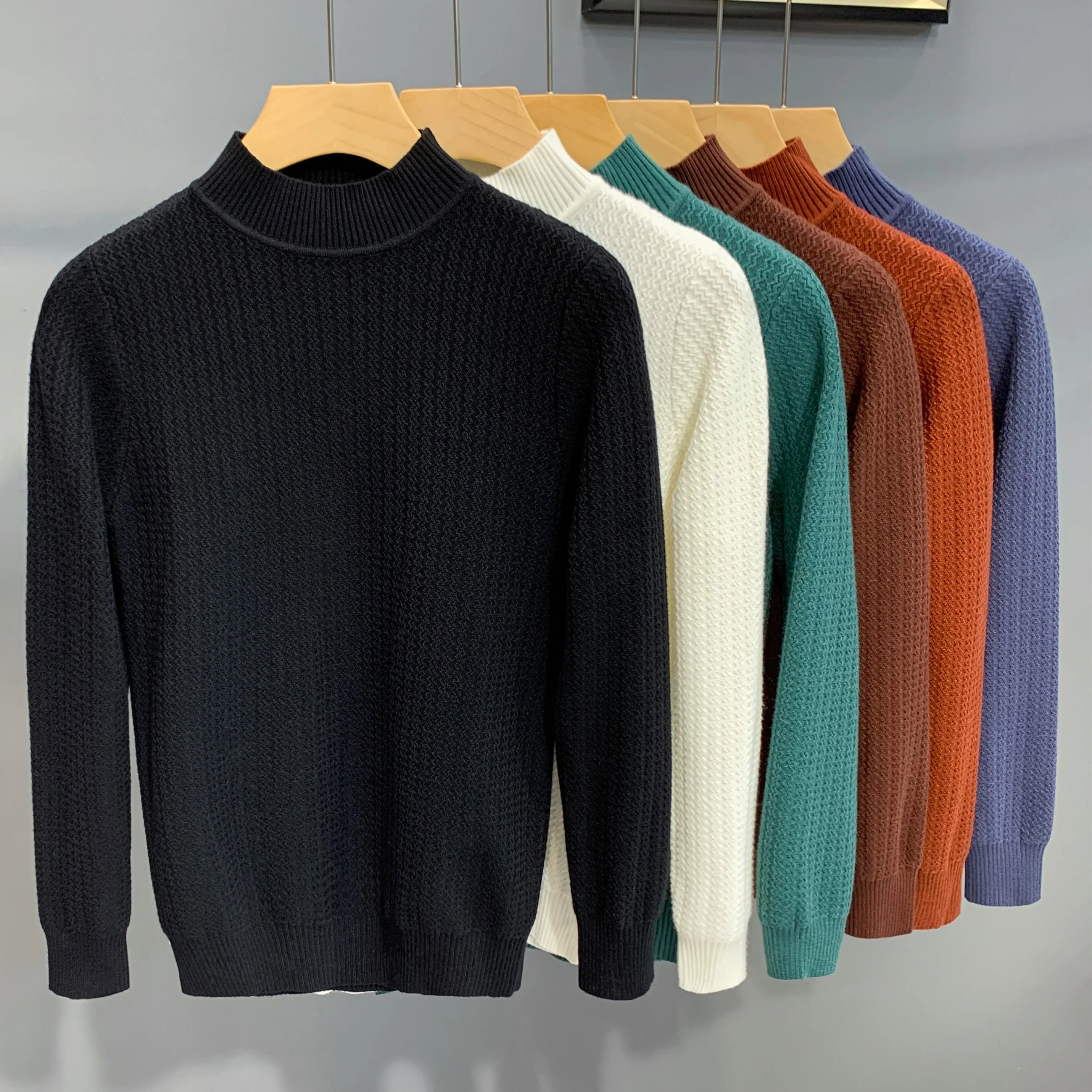 

2023 Men Autumn Winter New Korean Slim Fit Sweater Tops Male Long-sleeved Bottoming Pullovers Men Solid Knitted Jumpers L252