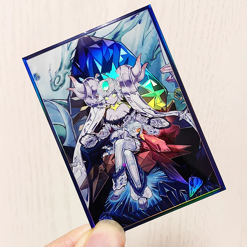 50 PCS Yugioh Icejade Aegirine Rahn Mangas de cartão Yu-Gi-Oh! Estojo protetor de brilho laser para cartões colecionáveis TCG OCG