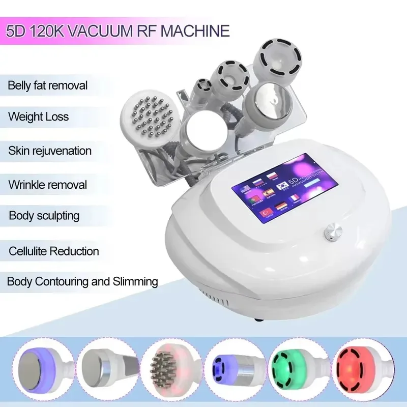 Hot Sale Newest 5D 120K Vacuum 6 in 1 Ultrasonic Cavitation Cellulite Body Massage Face Lfiting