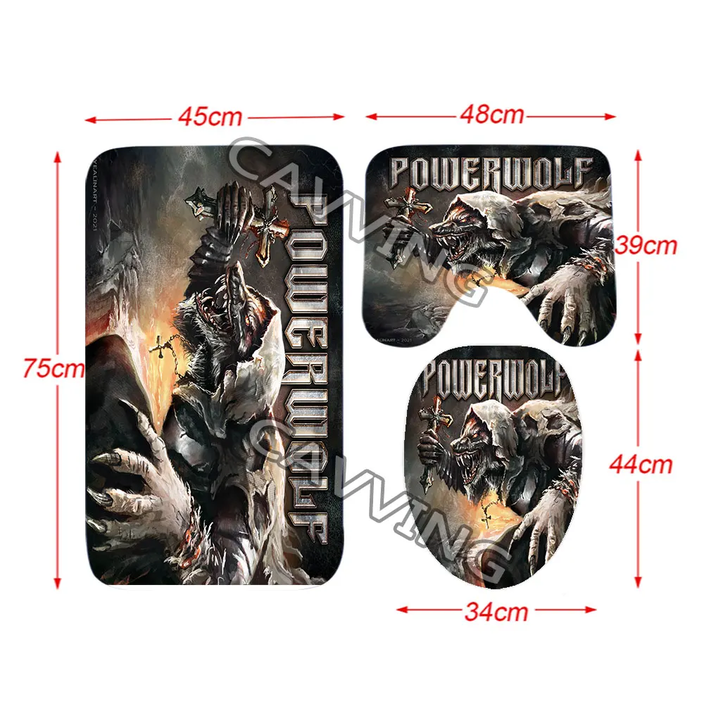 Powerwolf  Rock  3D Shower Curtains Waterproof Bathroom Curtain Anti-slip Bath Mat Set Toilet Rugs Carpet  Home Decor  T01