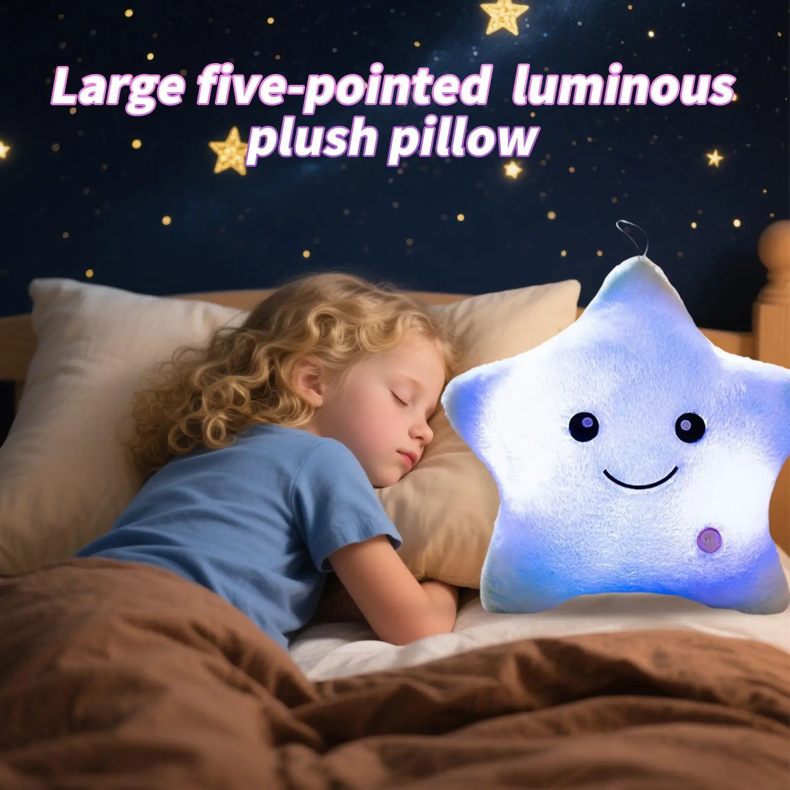 Animali di peluche illuminati Camera dei bambini Vacanza Stella Peluche Decor 16 pollici Giocattolo calmante colorato Compagno di sonno per bambini Divano per ragazze
