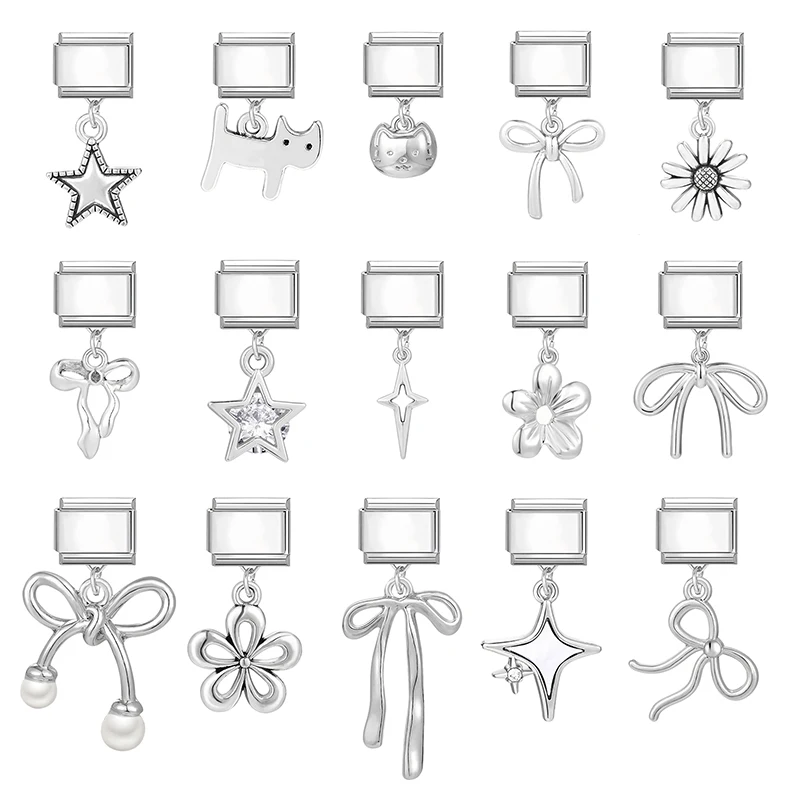 نجمة الكرز ذيل السمكة القمر القط باو قنديل البحر قلادة الإيطالية سحر ربط الفولاذ المقاوم للصدأ صالح 9 مللي متر سوار المرأة DIY بها بنفسك صنع المجوهرات #1